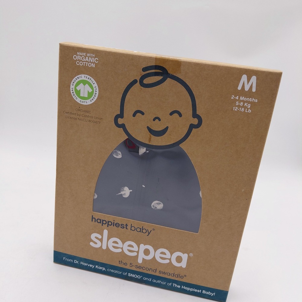 Happiest Baby Sleepea 5-Second Swaddle Organic Cotton Navy Planet Print Size M